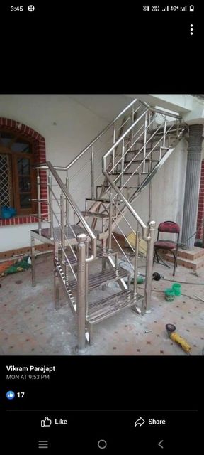 Silver Stainless Steel Round Stair Railing Modern No Color Silver Position Balcony Material Grade SS 304 Usage/Application - Image 4
