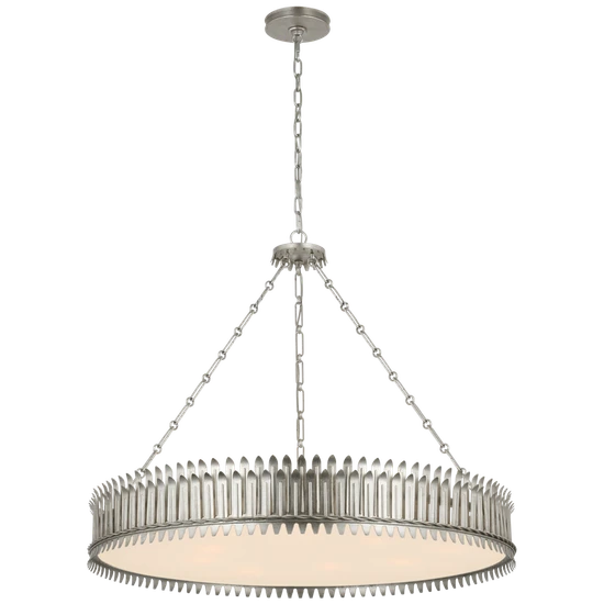 Large Round Hanging Lamp Low Ceilings Modern Glass Brass Chandelier Pendant Light - Image 5