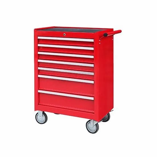 Rolling Tool Chest Cabinet with Tubular Cam Locks Lockable Castors Red - Image 2