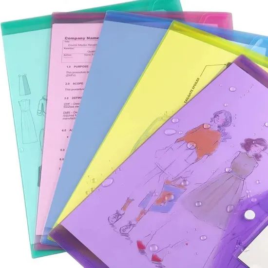 A4 Plastic Envelopes, Pocket File Folder with Label Pocket Snap Button Closure - Image 3