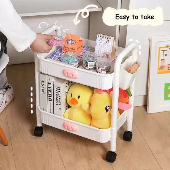 Household Book Storage Organizer Removable Trolley Kitchen Plastic Storage Racks - Image 3
