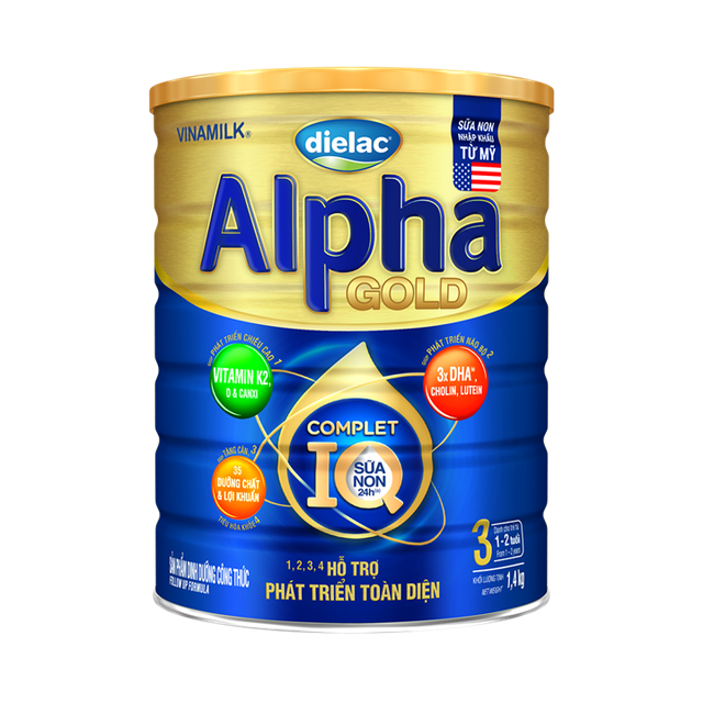 Vinamilk - Dielac Alpha Gold IQ - Baby Milk Powder with Colostrum - Step 3 (For kids from 1-2 years old) 1400g x 6 tins/ carton - Image 1
