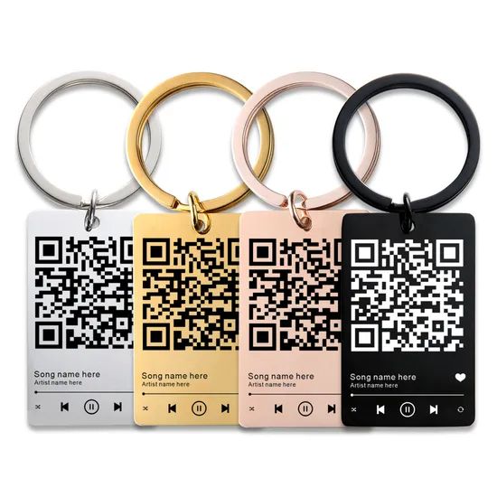 Fashion Metal Arts-Crafts Custom Qr Code Scan Keychain Song Music Spotify Keychain - Image 1