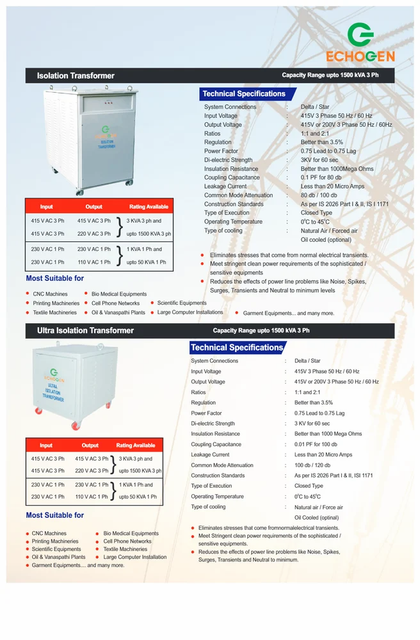Three Phase ECHOGEN 15 Kva Oil Cooled Servo Stabilizer Phase Three Phase Power Rating 15 Kva Load capacity 20 KVA Stabilizer Bypass - Image 11