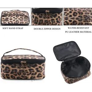 PS24c84 Leopard PU Make up Set Type Bag Color Pink Origin China Zipper Nylon Gender Female Body Polyester Fastener Zipper - Image 5