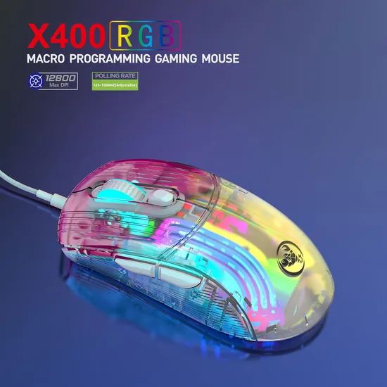 Computer Parts 7key Transparent Wired RGB Colorful Light Mice Programmable Gaming Mouse for Windows System - Image 3