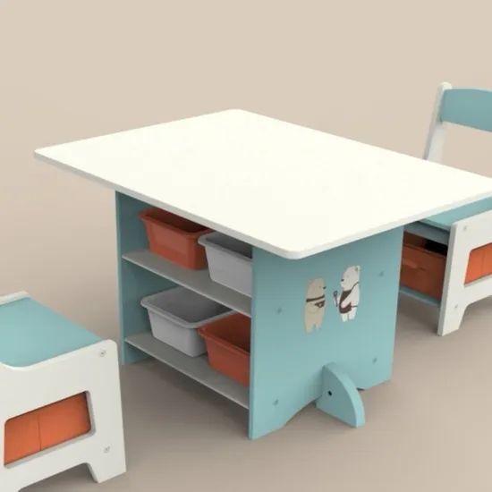 Kids Wooden Table and Chair with Fabric Foldable Storage Boxes - Image 5