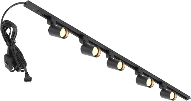 SMART 5-Light LED Plug-In Track Lighting Kit with 39" Rail, Modern Black Design - Image 1