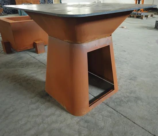 Patio Propane Firepit Table Rectangle Corten Steel Gas Fire Pits - Image 6
