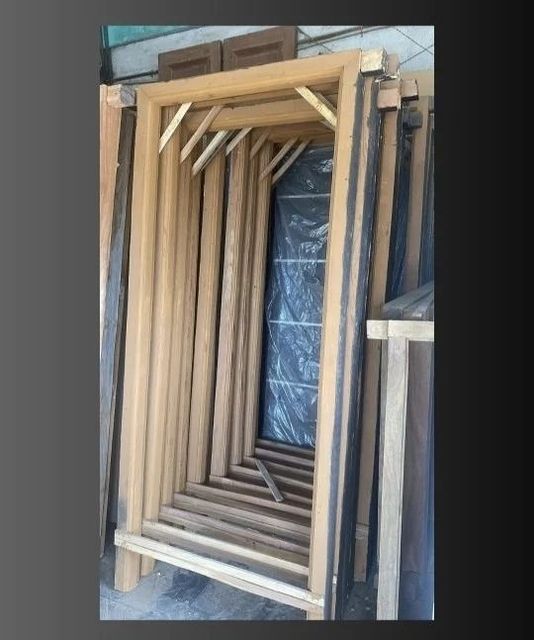 Wooden Chaukhat And Windows Wood Type A Color Brown Height 7 Feet Wood Species Sal Finish Door Farem Shape Rectangular I Deal In New - Image 4