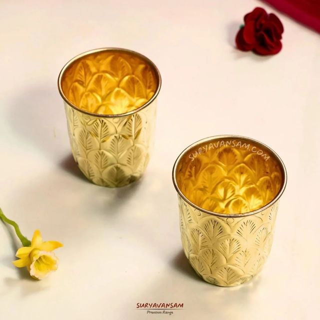 Handmade Pure Brass Glass Weight 80 Gm Capacity 200 Ml Design Versatile Material Pure Brass Durability Built To Last Color Natural Brass - Image 2
