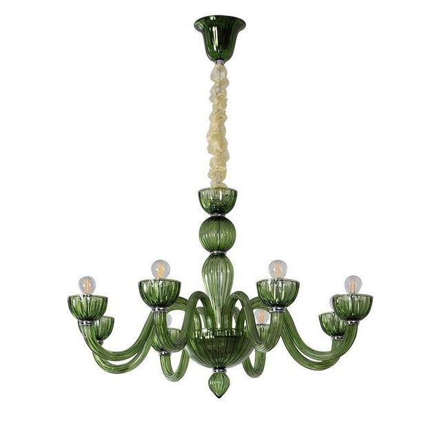 Retro Green Murano Glass Chandelier 8-Light 31.5in for Living Dining Room - Image 4