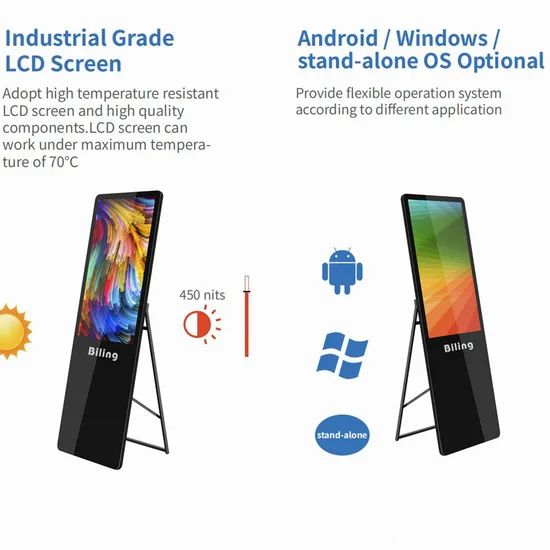Portable LCD Digital Signage Display Mobile Advertising Posters Ad Recycle Digital Signage Mall/Office/Restaurant 55 Inch Touch Advertising Display - Image 2