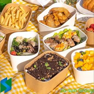 Brown Paper Square Bowl Disposable Lunch Box Rectangular Lunch Box Takeout Packed Light Picnic Tableware - Image 3