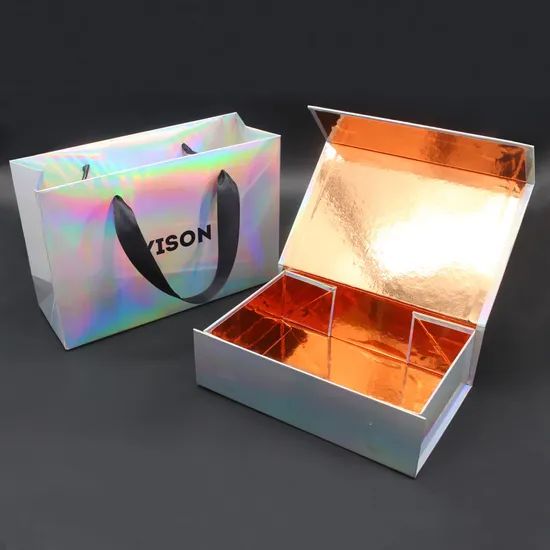 Custom Shopping Holographic Paper Bags Packaging for Gift - Image 6