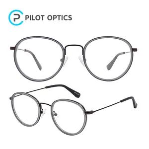 Handmade Classic Design Round Acetate Metal Optical Frames - Image 4