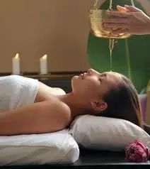 Shirodhara Application Method Warm Oil Poured Over The Forehead Intended Use Neurology Disorders, Insomnia, Stress, Strain, And Ailments Above The - Image 1