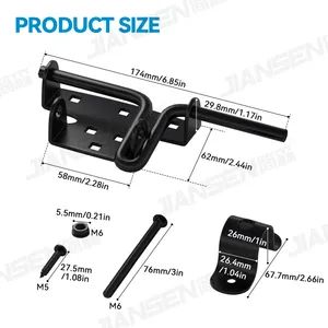 JL2216 Black Steel Slide Bolt Lock 144mm 35-50mm 1Y MOQ100 Part Pin OEM Accept Style Modern Origin Zhejiang Model NO. JL2216 - Image 6