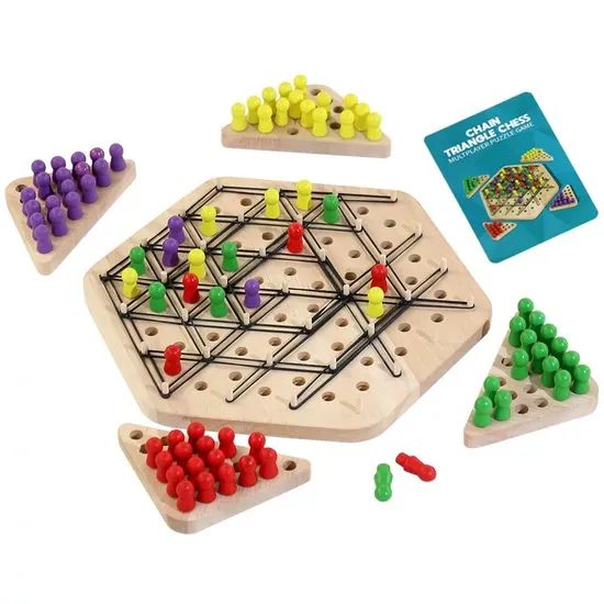 Kids’ Wooden Chain Chess – Interactive Triangle Puzzle for Learning - Image 1