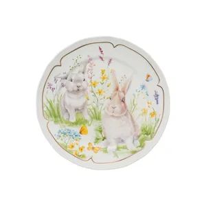 European Style Dinner Plate Easter Dining Set Bunny Gift Ceramic Dinnerware Kitchenware - Image 3