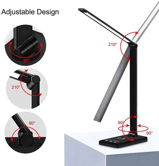USB Eye-Protection 5 Level Touch Wireless Charging LED Table Lamps - Image 4