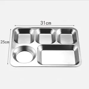Durable Stainless Steel Divided Serving Tray with Powder Coated Options - Image 3