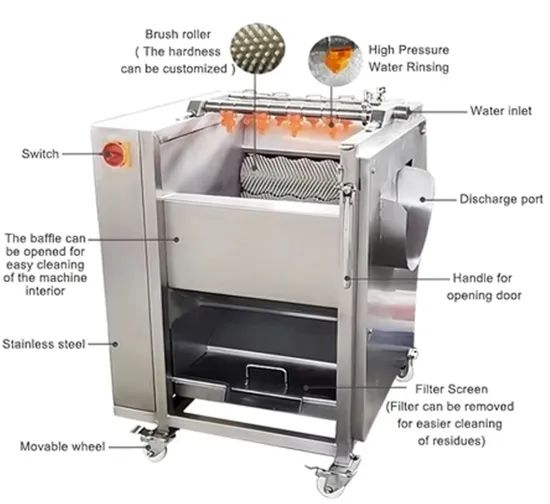 Commercial Vegetable Washer Machine Potato Washing and Peeling Machine - Image 6