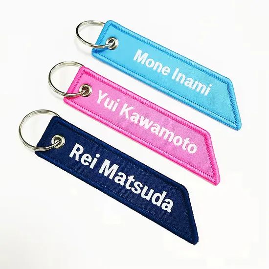 Custom Tag Anime Embroidery Key Chain Wrist Lanyard Car Keychain Woven Embroidered Marker Keychain - Image 3