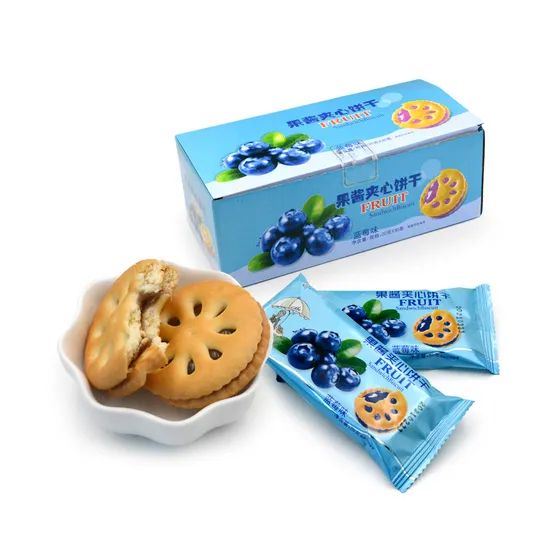 Blueberry Jam Filling Sandwich Biscuits Origin China Trademark OEM Storage Method Normal Shelf Life >12 Months Production Capacity - Image 1