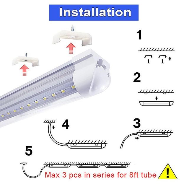 SMART 25 Pack 8Ft Led Shop Lights Fixture Linkable Workshop Garage Ceiling Led Lights - Image 4