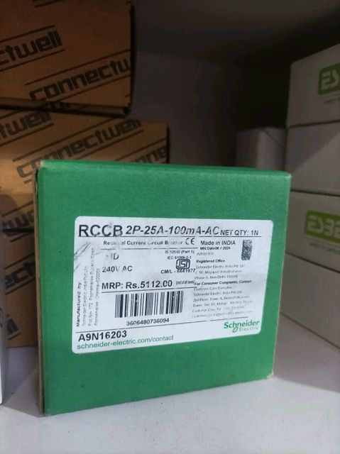 Electrical Mcb Rccb, 240V, Double Pole Voltage 240V Frequency 50Hz Brand Schneider No. of Poles Double Pole Certification IS - Image 1