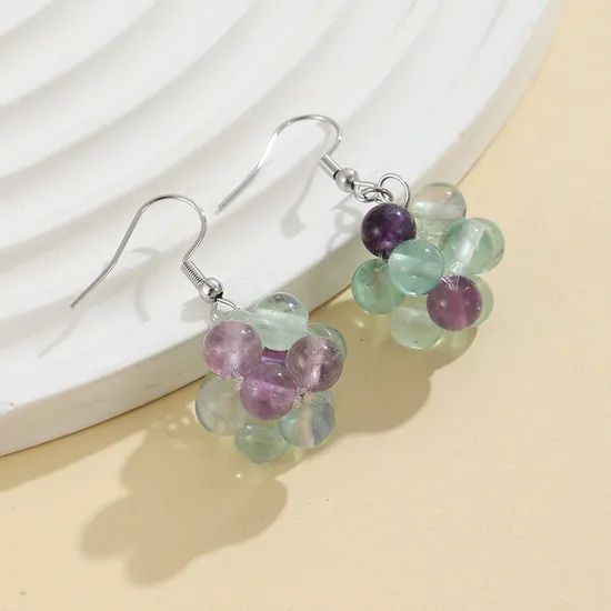 Semi Precious Natural Crystal Grape Earrings Origin Cn Color Black Shape Plants Style Fashion Trademark ETS Specification 20mm - Image 5