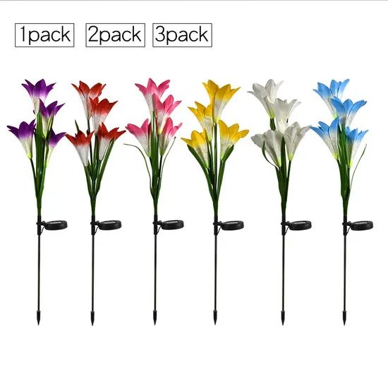 Solar Garden Stake Flower Lamp Outdoor Multi Color Changing LED Lily Powered Lawn Landscape Light - Image 3