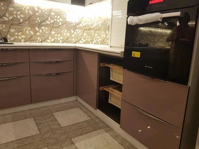L Shaped Modular Kitchen Material HDHMR Appearance German Kitchen Design - Image 6