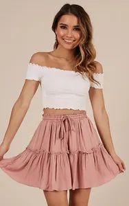Elasticized Waist Adjustable Mini Skirt - Image 5