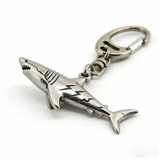 3D Metal Great White Shark Keychain Collection Origin China Shape Animals Style Business HS Code 7117190000 Feature - Image 3