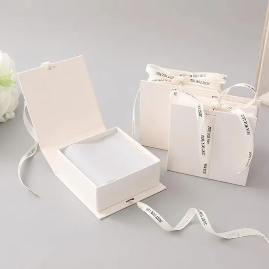 Ring Earring Necklace Jewelry Gift Storage Packaging Paper Box with Satin Ribbon - Image 3
