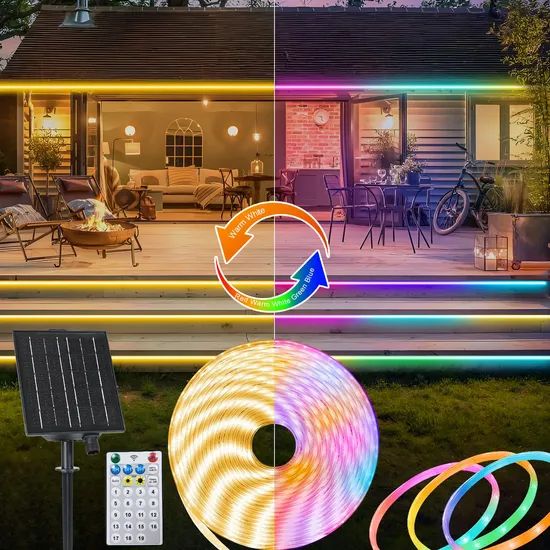 Color Changing Solar Rope Lights, RGB LED String Lights for Holiday, Party - Image 2