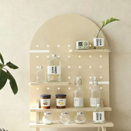 Bathroom Drying Rack with Pegboard for Towels and Snack Storage Display - Image 1