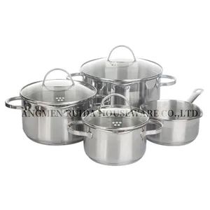 Classical Stainless Steel Cookware Set 8PCS Kitchenware Pots Pans with Glass Lid - Image 1