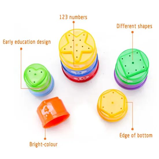 Intelligent Number Counting CPC Children Stacking Nesting Cup Toy Stack up Cups Baby Bath Toys - Image 4