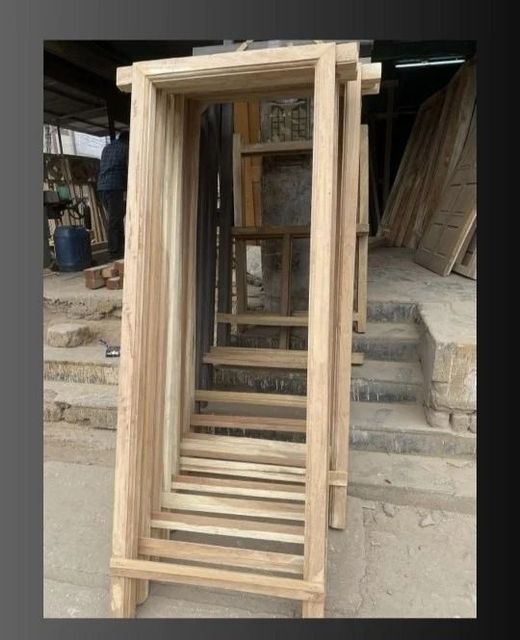 Wooden Chaukhat And Windows Wood Type A Color Brown Height 7 Feet Wood Species Sal Finish Door Farem Shape Rectangular I Deal In New - Image 3