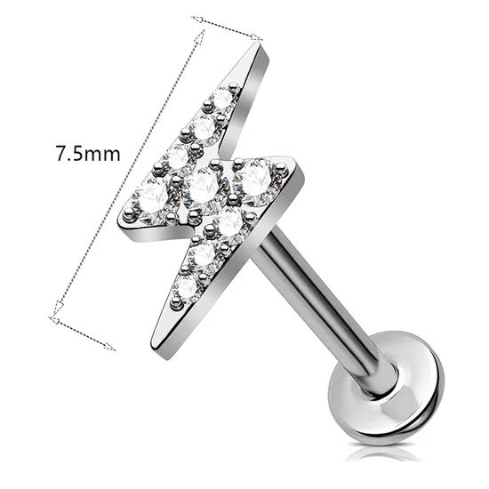 Wholesale Piercing Jewelry Lip Stud Ear Titanium Internal Thread Lip Piercing Moon Lightning Shape Labret Piercing - Image 6