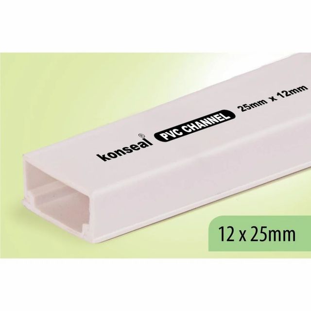 Rectangle Pvc Channel Rectangular 25mm Konseal PVC Channel, For Electric Fitting Color White ...
