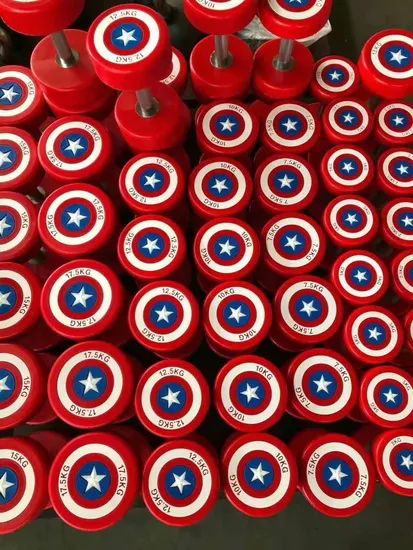 Wholesale Cheap Commercial Home Fitness Accessory 2.5kg-50kg Red Round Rubber Dumbbell Set - Image 3