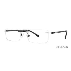 Tc-009 Sleek Gold Titanium Rimless Eyeglasses Elegant Rimless Optical Frames - Image 6