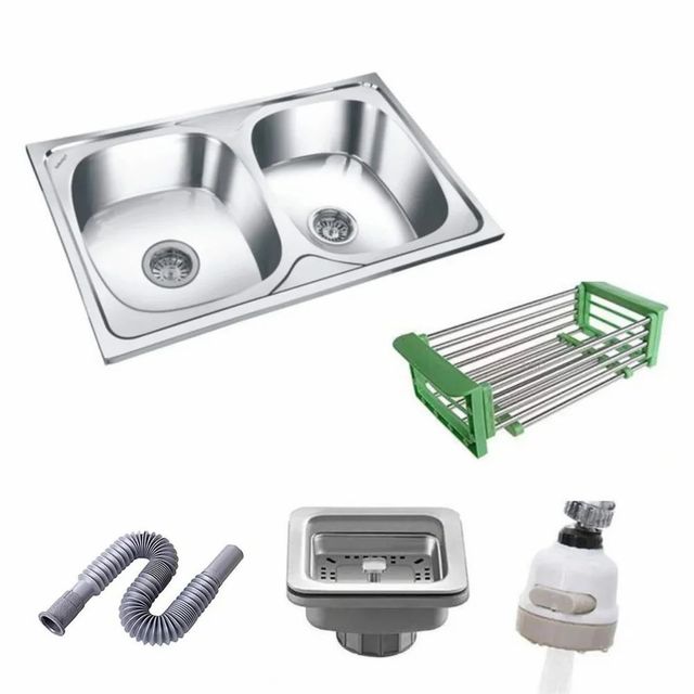 Stainless Steel Two Bowl Kitchen Sink Color Silver Shape Rectangular Material Grade SS302 Type Double Bowl Sink Finish Type Paint - Image 3