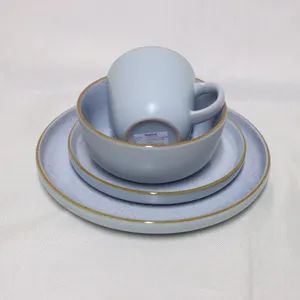 16PCS Stoneware Dinner Set Ceramic Tableware Light Gray Color - Image 5