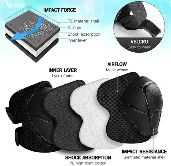 6PCS Elbow Knee Pads Wrist Guard Kids Nylon Multi Color 100pcs MOQ 15D Mesh Bag - Image 3