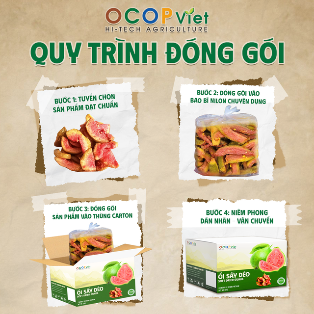 Ổi hồng sấy dẻo - Soft-Dried Pink Guava Brand Name OCOP Viet Place of Origin Vietnam Packaging Details - Image 4